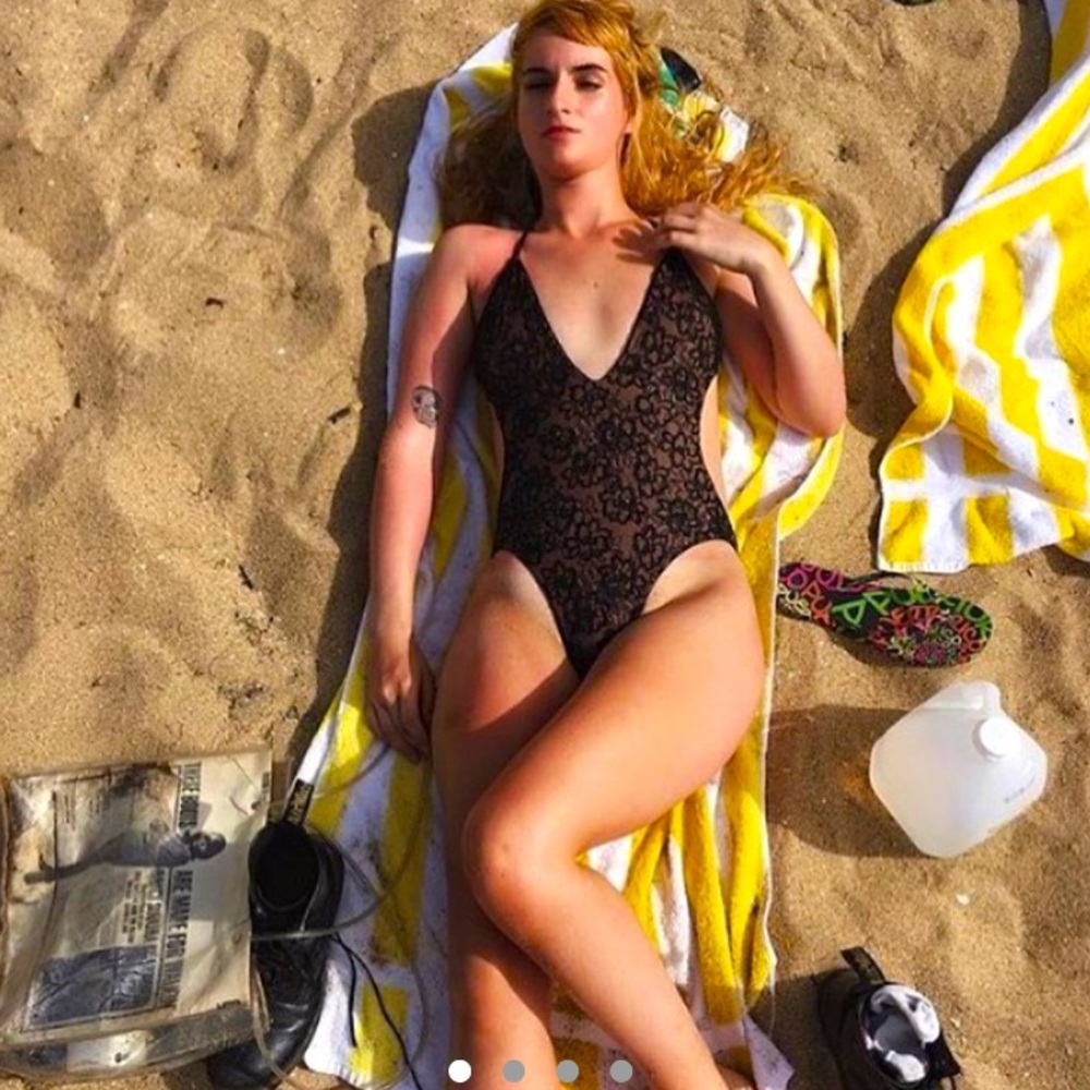 Urban Outfitters Blue Life One Piece Lace Swimsuit